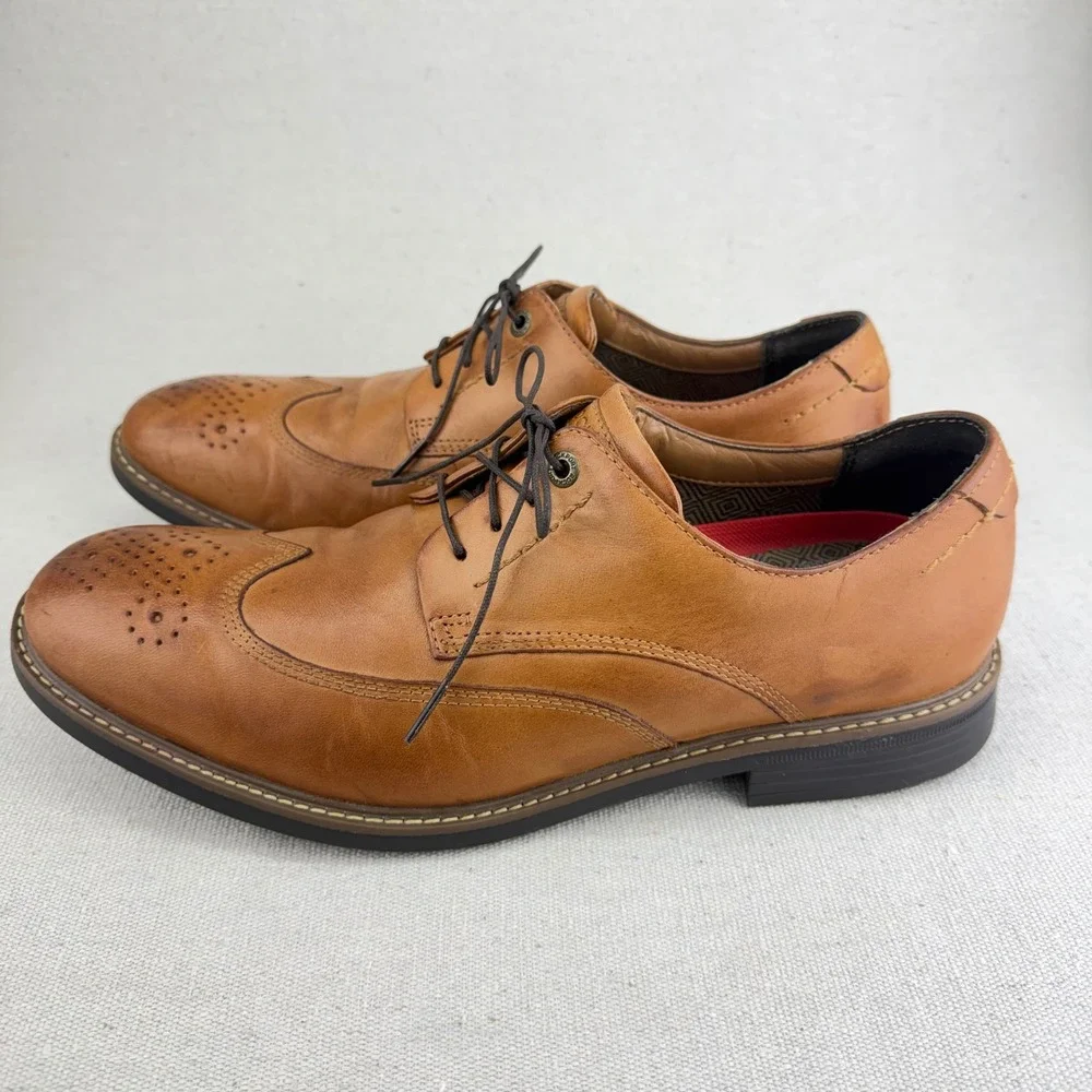 Rockport Essential Details Wingtip Oxford Tan Leather Mens Shoes V81649 Size 9 M